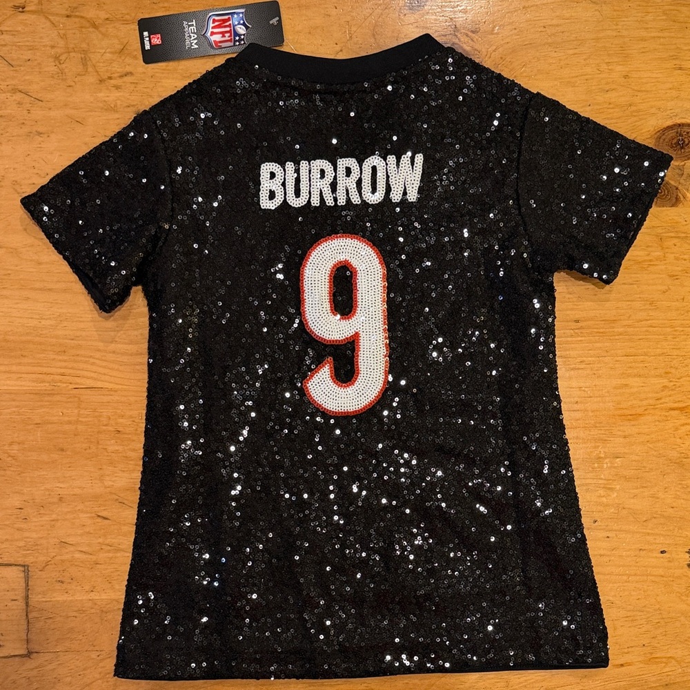NFL Kids Black Sequin Joe Burrow 9 Jersey